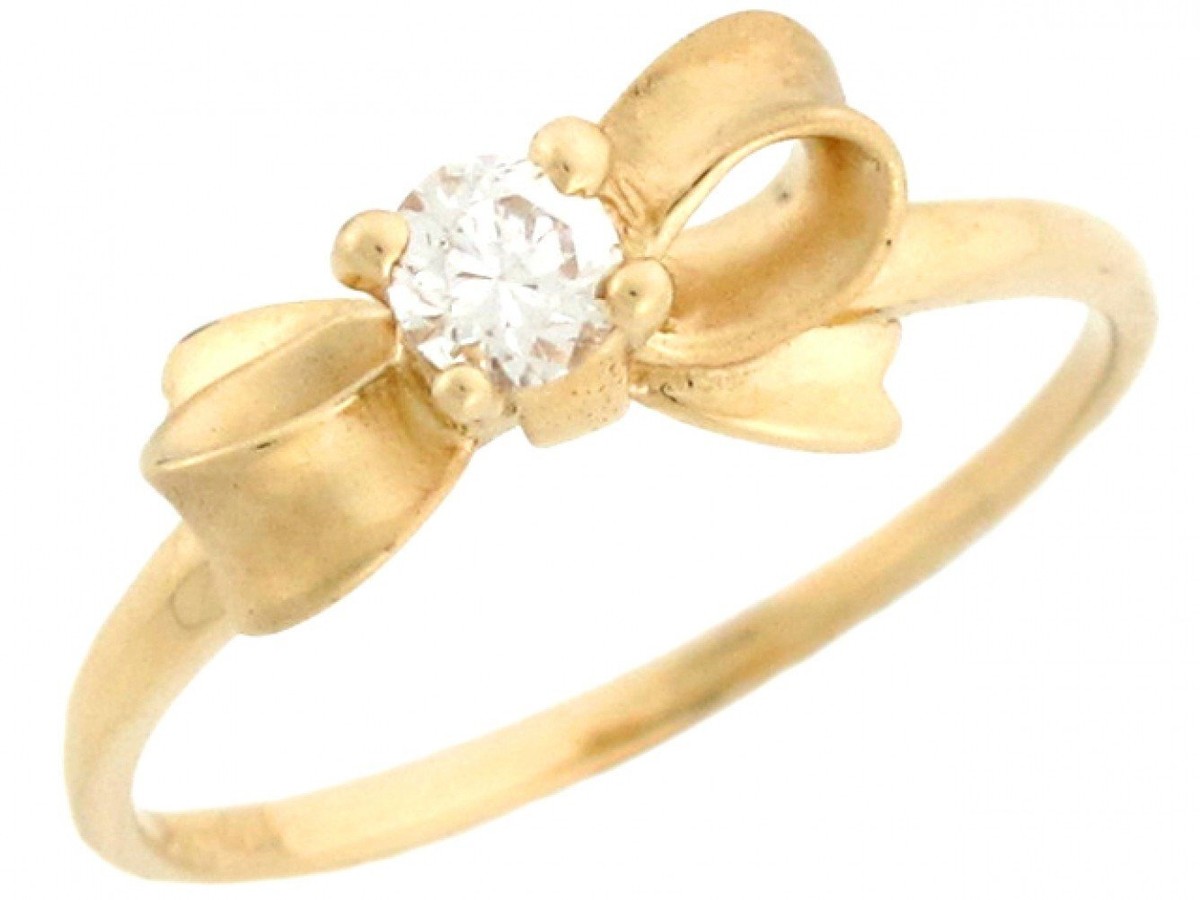 Dainty 10k Yellow Gold Heart January Birthstone Promise Ring - Red CZ Center With White Side Stones, 1.5mm Band - View #10
