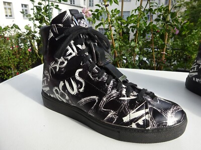 VERSUS VERSACE Damen Schuhe High-TOP Sneaker Leder Schwarz Weiß Gr.37 f.Neuw