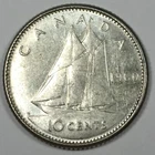 1960 Canada 10 Cents - Elizabeth II - About Uncirculated (AU) KM#51 Silver -5681