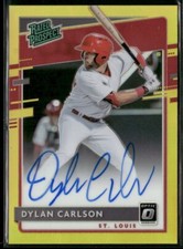 Dylan Carlson 2020 Optic Rated Prospect Autograph Gold Prizm 1/10 Cardinals Auto