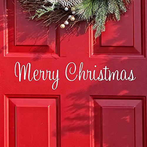 Christmas Wall Decal, White Merry Christmas Front Door Decal,Christmas