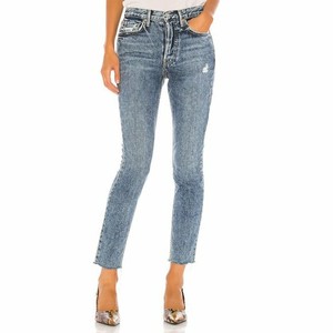 skinny high waist raw hem jeans