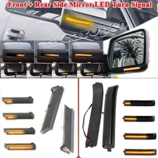 4x Smoked Lens Side LED Mirror Light Turn Signal Reflector For 09-14 Ford F-150