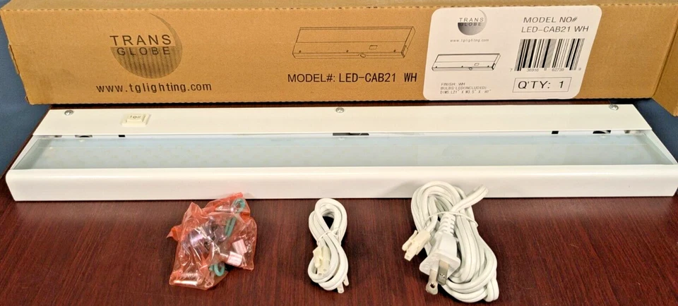 ILUMINACIÓN GLOBO TRANS LED BLANCO BAJO ARMARIO LUZ 21"W x 3.5"D x 1"T LED-CAB21 Foto 3 de 3