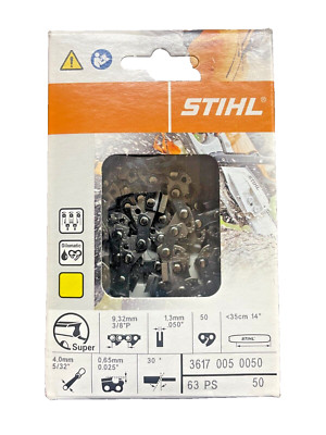 NEW STIHL CHAINSAW SAW CHAIN 3617 005 0050 14" BAR 3/8 .050 63PS 50 ...
