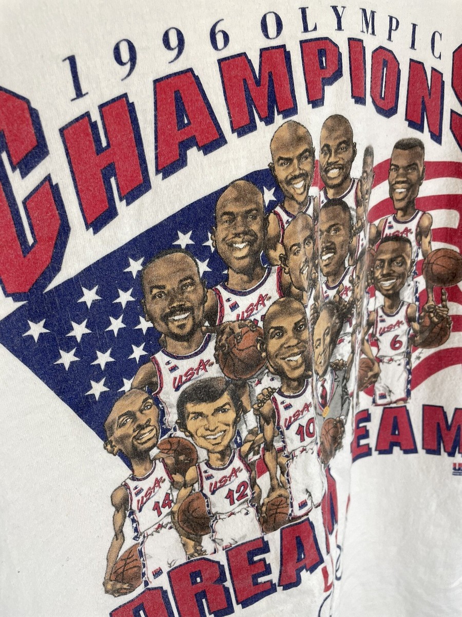 Vintage 1996 Olympics Basketball Dream Team Character Shirt NBA