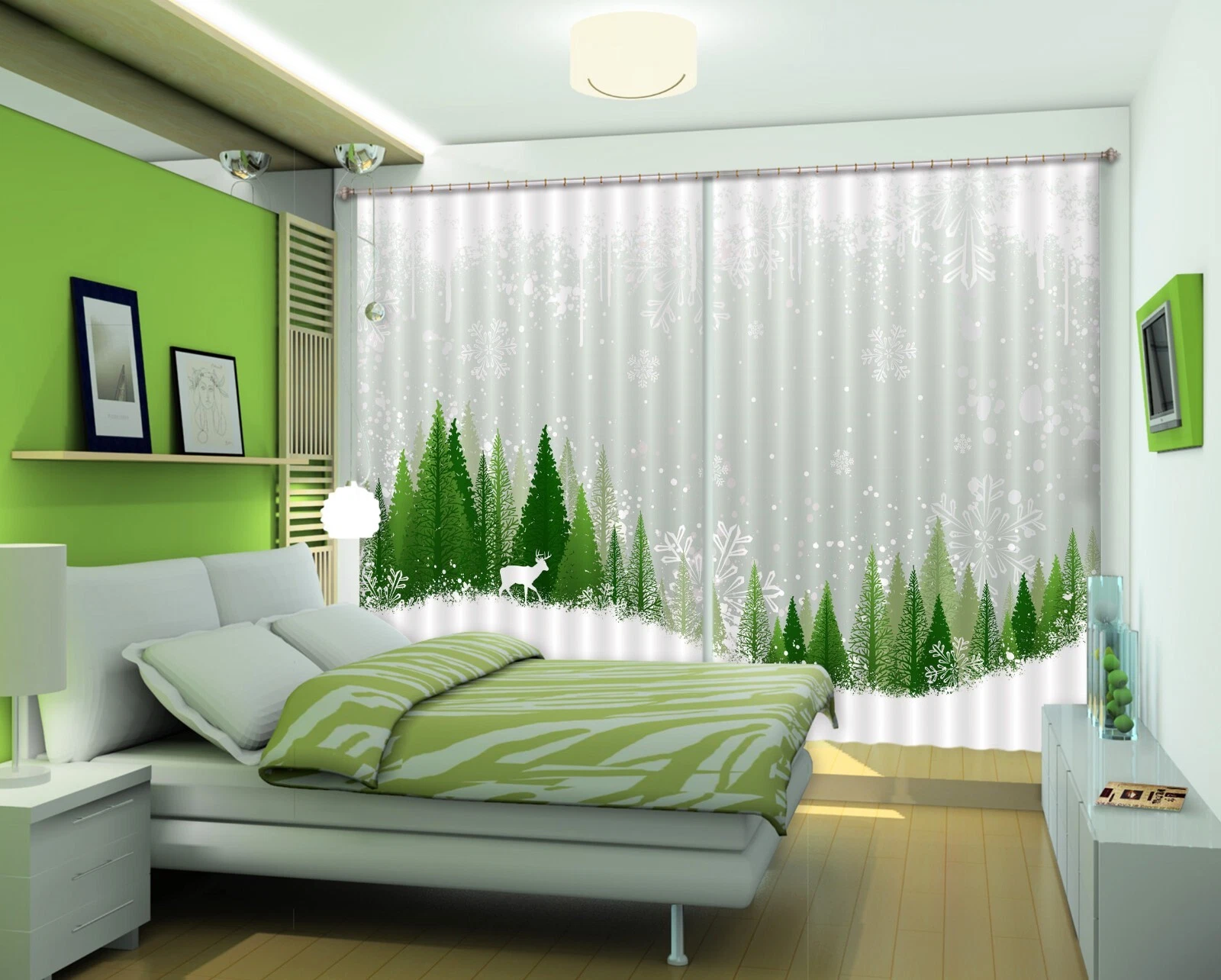 3D Snow Forest ZHUB1007 Photo Curtain Window Blockout Fabric Amy 2023