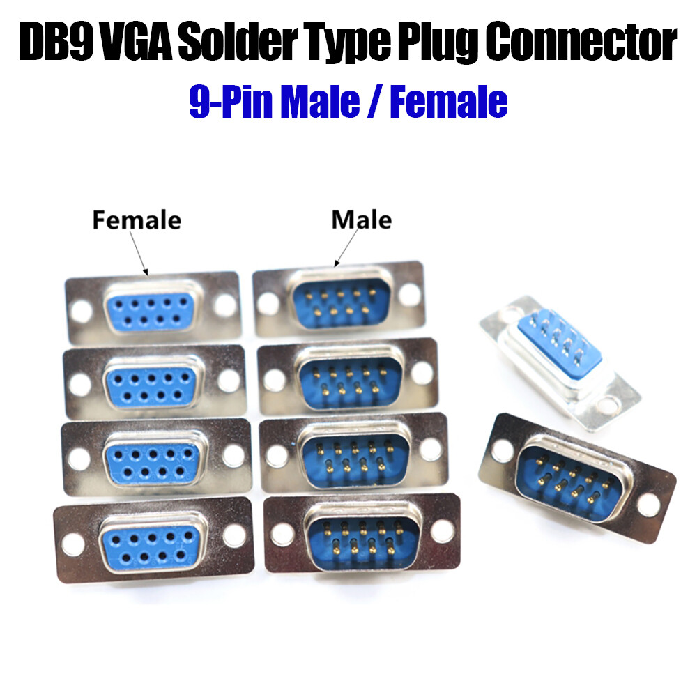 9 Pin Male/Female 2 Rows Solder Type Socket Plug Connector RS232