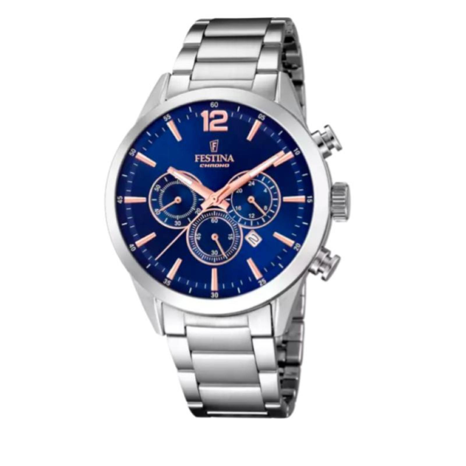Orologio Uomo Cronografo FESTINA F20343/9 in Acciaio con Fondo Blu