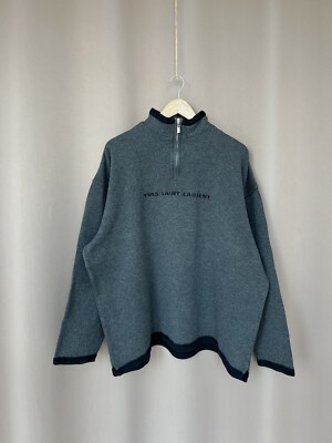 Yves Saint Laurent Half Zip Sweatshirt Big Logo Mens Size