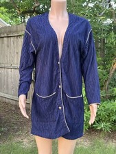 Vintage 80s Mod Hippie SAND DOLLARS Blue Top Pajama Lounge Shirt Medium