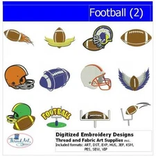 Embroidery Design Set - Football(2) - 12 Designs - 9 Formats - USB Stick