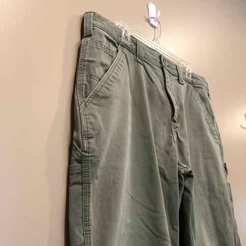Pantalone Carhartt uomo tg 38x30 verde relaxed fit abbigliamento da lavoro gamba dritta jeans difetto - Foto 4 di 13