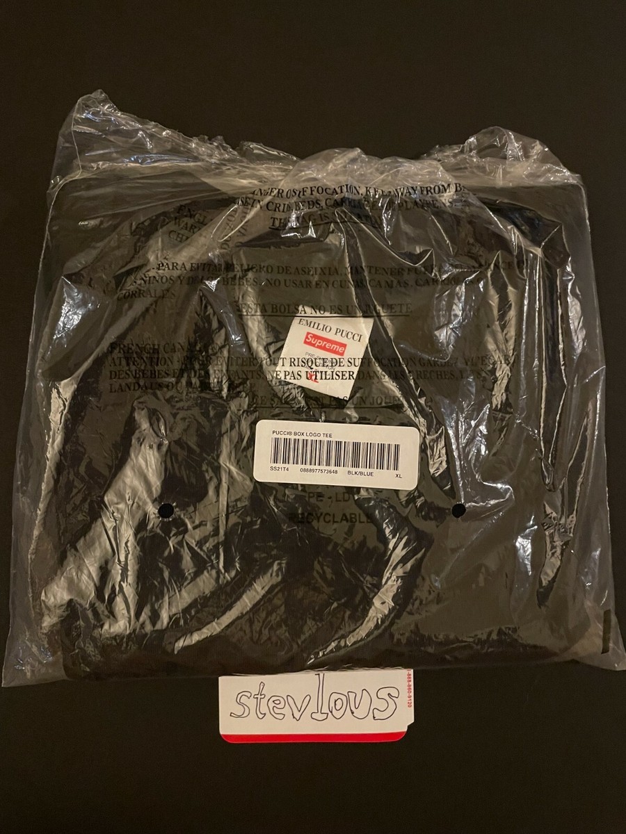 新品 XL Supreme Emilio Pucci Box Logo Tee Supreme Emilio Pucci Box Logo Tee White/Blue Men's - SS21 - US
