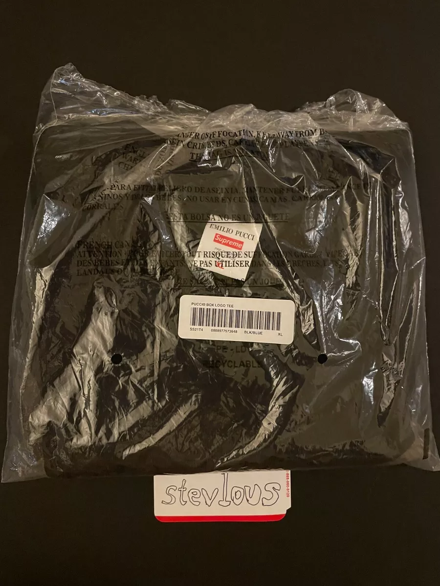NEW SUPREME EMILIO PUCCI BOX LOGO TEE XL BOGO BLACK BLUE FREE SHIPPING SS21  | eBay
