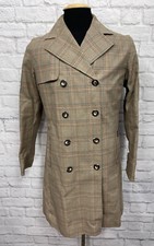 Faconnable Womens Brown Plaid Cotton Trench Coat Size Small / Medium