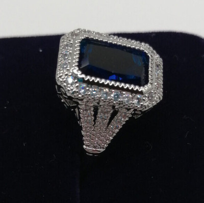 WUNDERSCHÖNER KLUNKER RING MIT BLAUEM STEIN    Gr. 60 / 19 mm