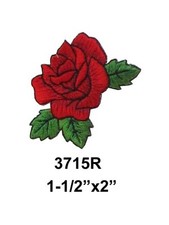  3715 2" Red Rose Flower Embroidery Iron On Applique Patch