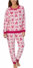 Disney Women's Pink Minnie Mouse 2PC Long Sleeve Jogger Lounge Set Size MEDIUM