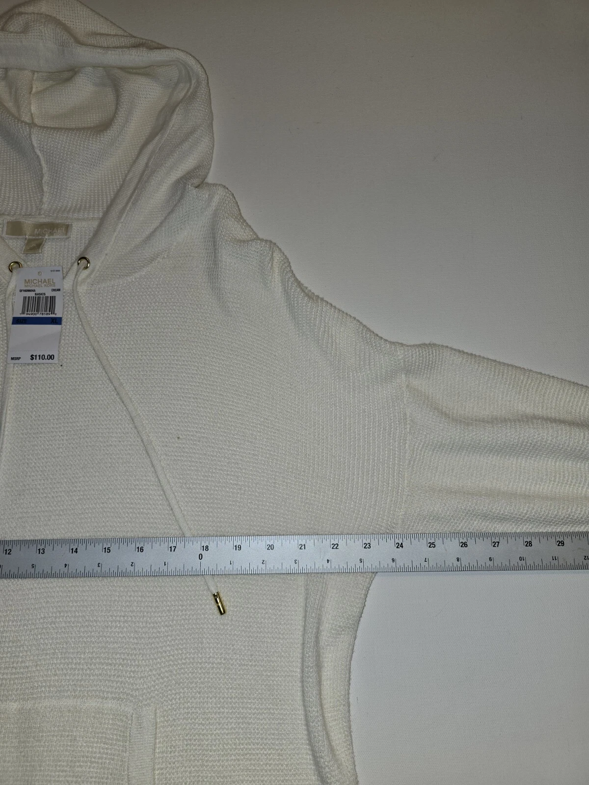 MICHAEL KORS Felpa con cappuccio uomo taglia XL basic tasche crema nuova con etichette