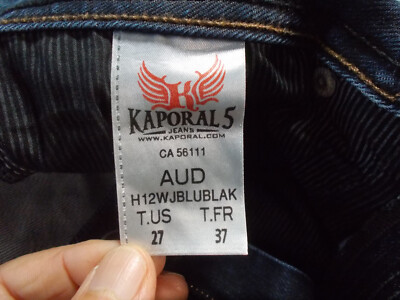 Jeans Kaporal Taille Basse Slim Bleu Délavé - Taille W27/L30 - Logo Métal - Occasion TB
