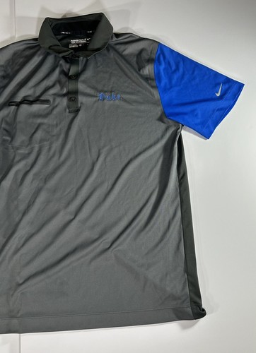 Duke Blue Devils Nike Polo Shirt Mens M Dri-Fit Tour Performance Nike Golf Gray - Picture 9 of 14