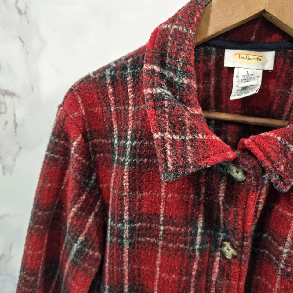 Chaqueta de Colección para Mujer Grande Roja Polar Camisa a Cuadros Chaqueta Tareas Años 90 Talbots Foto 2 de 4