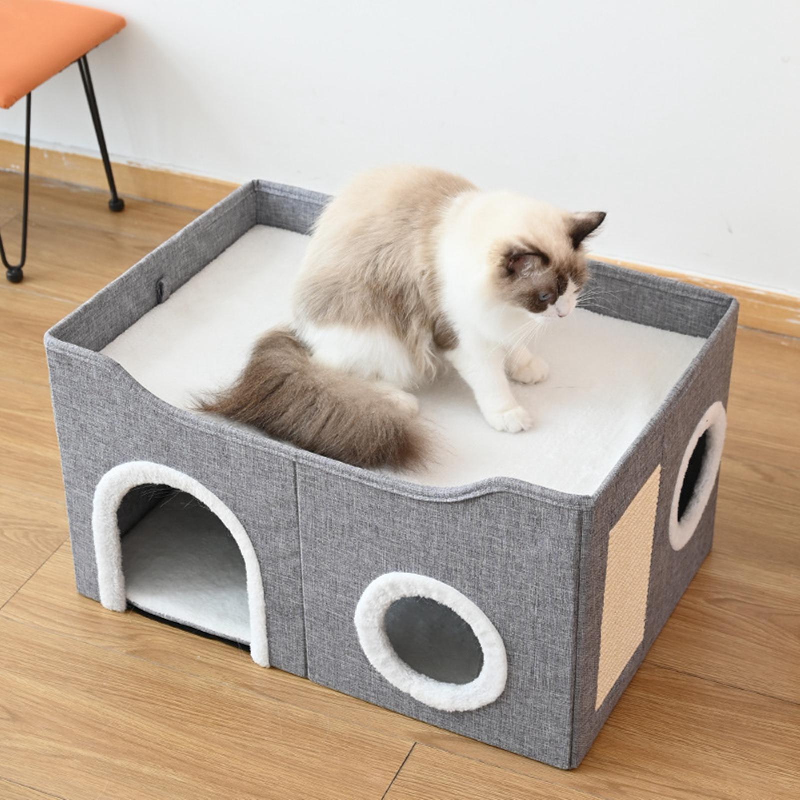Foldable Cat Houses & Condos and Scratch Pad Cat Bed for Kittens Cats