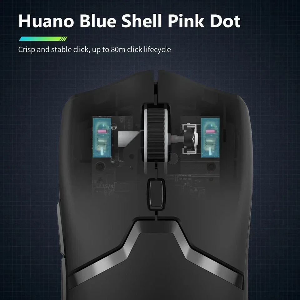 Gaming Mouse Bluetooth 3Mode Connection 26000DPI Huano Pink Switches Macro Mice - Image 3 of 4