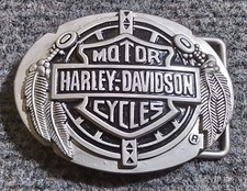 Harley Davidson Silver Tone Buckle Dream Catcher With Feathers Logo