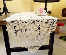 Cotton Handmade Crochet lace Table Runners Oval Tablecloth Doilies 15x27 White