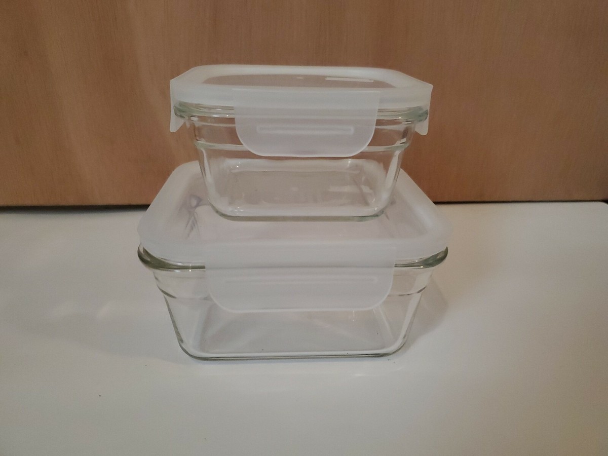 GlassLock Stackable Square Dishes With Lids 4 Pieces Oven Safe 1.5 Cups/3.3  Cups | eBay