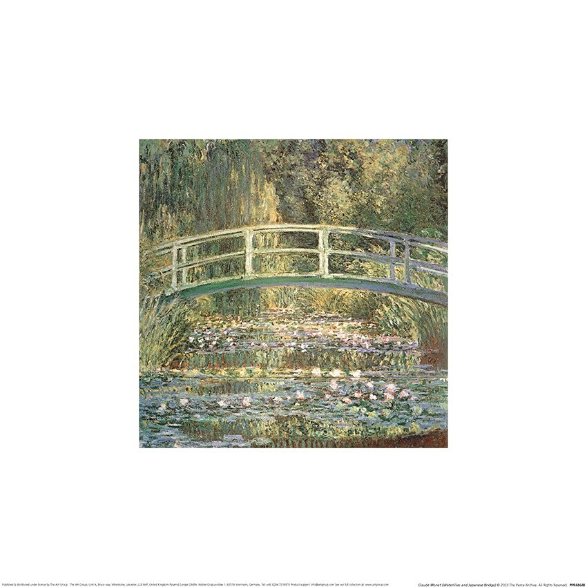 Claude Monet - Waterlilies and Japanese Bridge - 30 x 30cm Fine Art Print