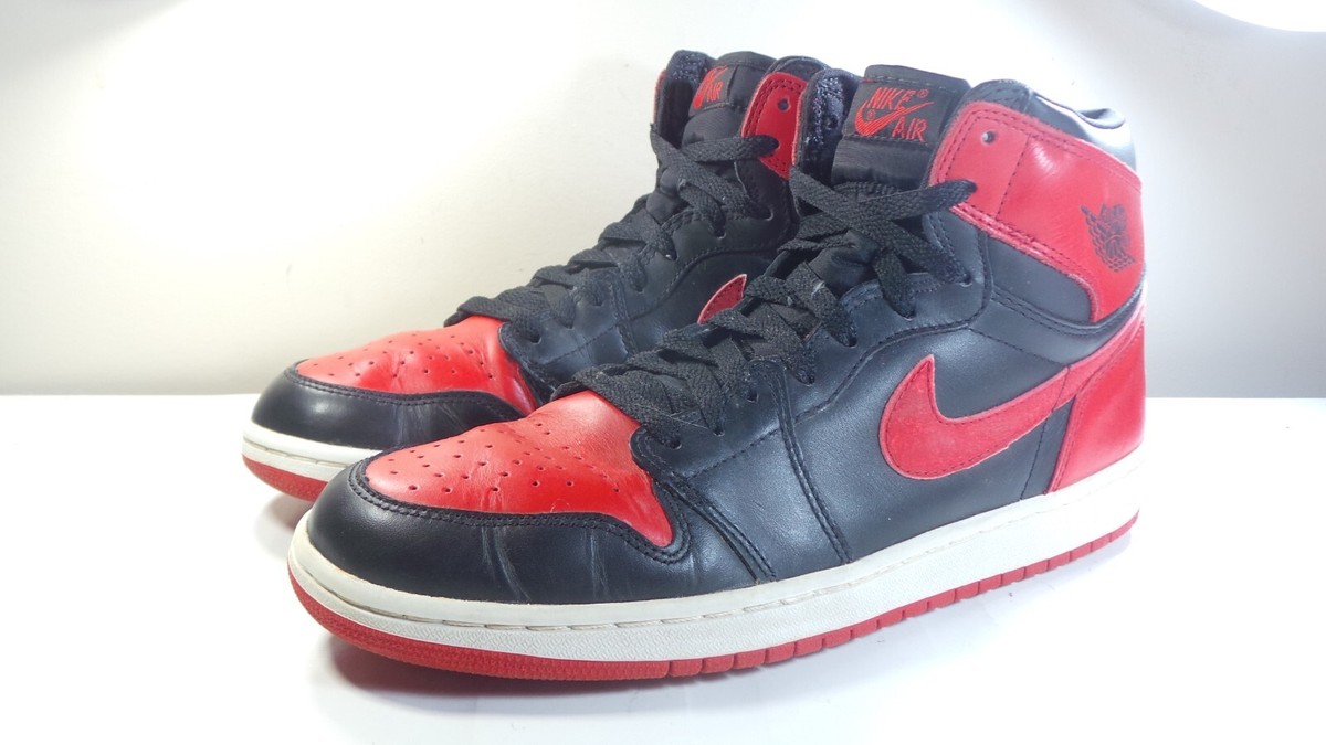 NIKE 2001 AIR JORDAN 1 I OG RETRO 136066-061 BRED 9.5 VINTAGE 3 4