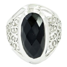Black Onyx Sterling Silver Ring Manmade Jewelry For Children's Day Gift US