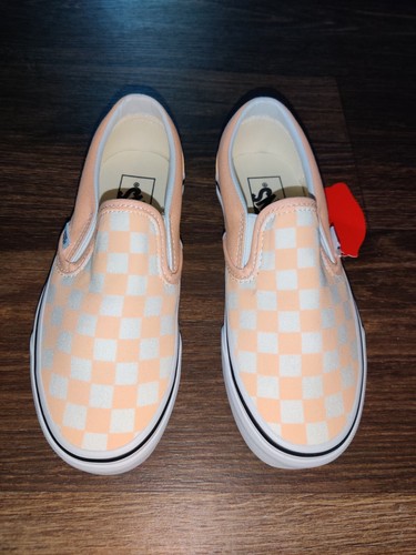 Vans Classic Slip On Checkerboard Bleached Peach/White Men's Size 3.5 Women 5 - Picture 3 of 9