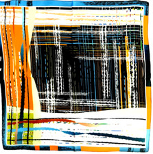 21"X21"Colorful Lines Print Pure Mulberry Satin Silk 12momme Scarf 53x53cm5-36