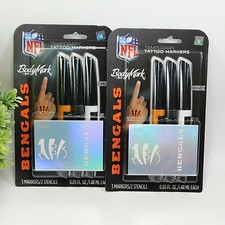 2x BIC BodyMark Temporary Tattoo Art Markers NFL Bengals Skin Safe 3 Markers