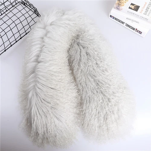 Women Real Mongolian Lamb Fur Scarf Shawl Double Side Lamb Neckerchief Wraps - Picture 18 of 28