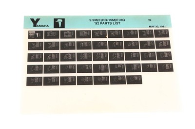OEM Yamaha LB024-39 1992 9.9M(E)HQ/15M(E)HQ Parts List Microfiche