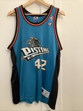RARE Vintage 90s Champion Detroit Pistons Jerry Stackhouse Jersey 44 Large NBA 