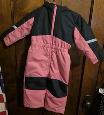 Swiss Tech Hooded Full Zip Snowsuit Ski Suit Pink/Black Colorblock 2T