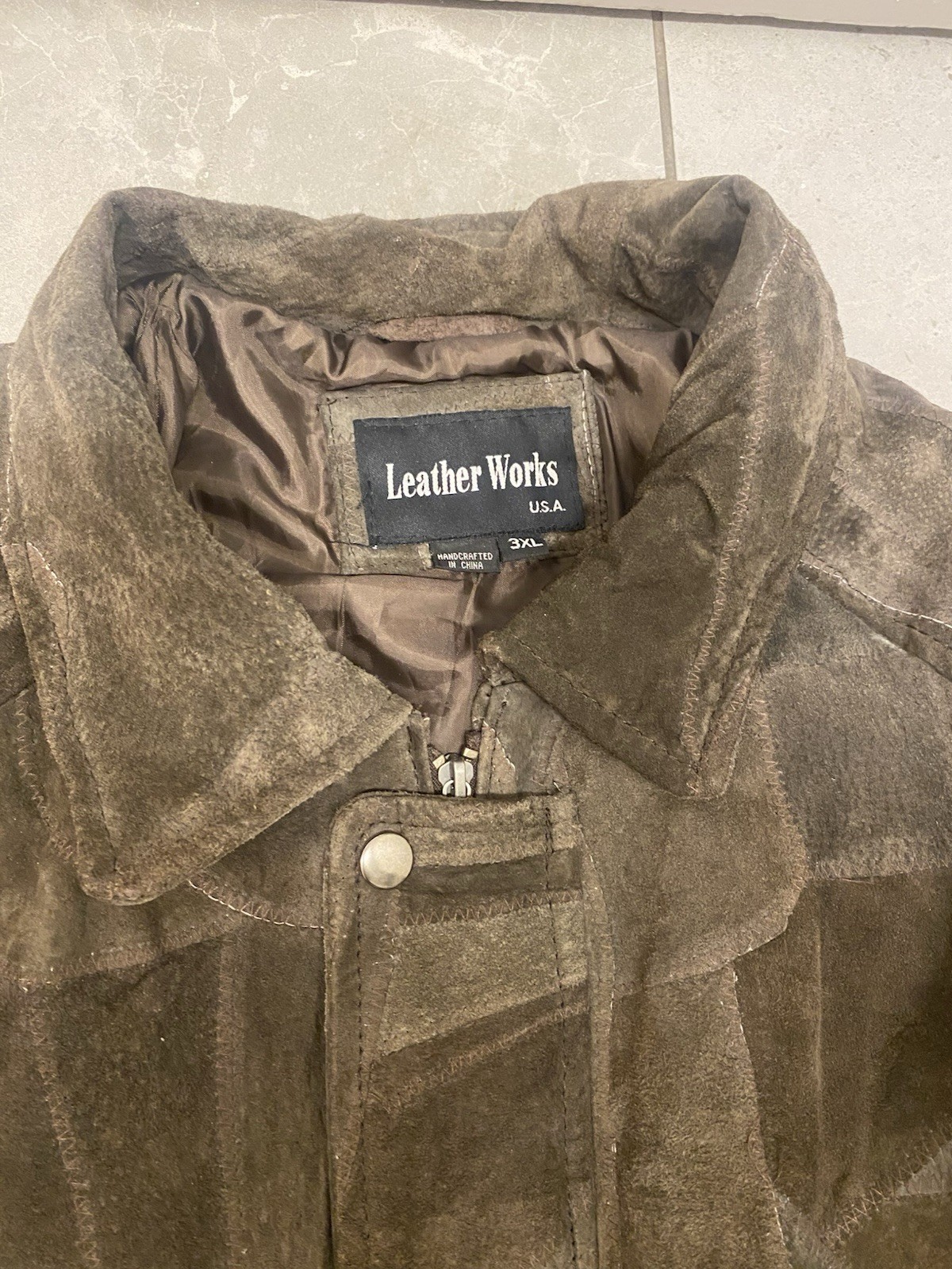 LeatherWorks 3X Brown Suede Patchwork Bomber Jack… - image 3