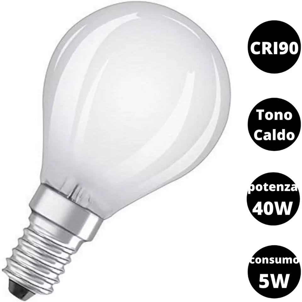 OSRAM LAMPADINA A LED ALTA DEFINIZIONE E14 40W LAMPADA LUCE CALDA VETRO SATINATO - Immagine 3 di 4