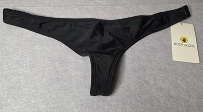 BODY GLOVE Black Thong Bikini Sz L Bottom Women's  Low Rise Swim Bottom NWT