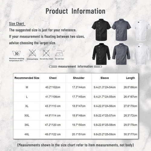 US YiZYiF Unisex Men Short Sleeve Chef Jacket Chef Coat Hotel Restaurant Canteen image 7