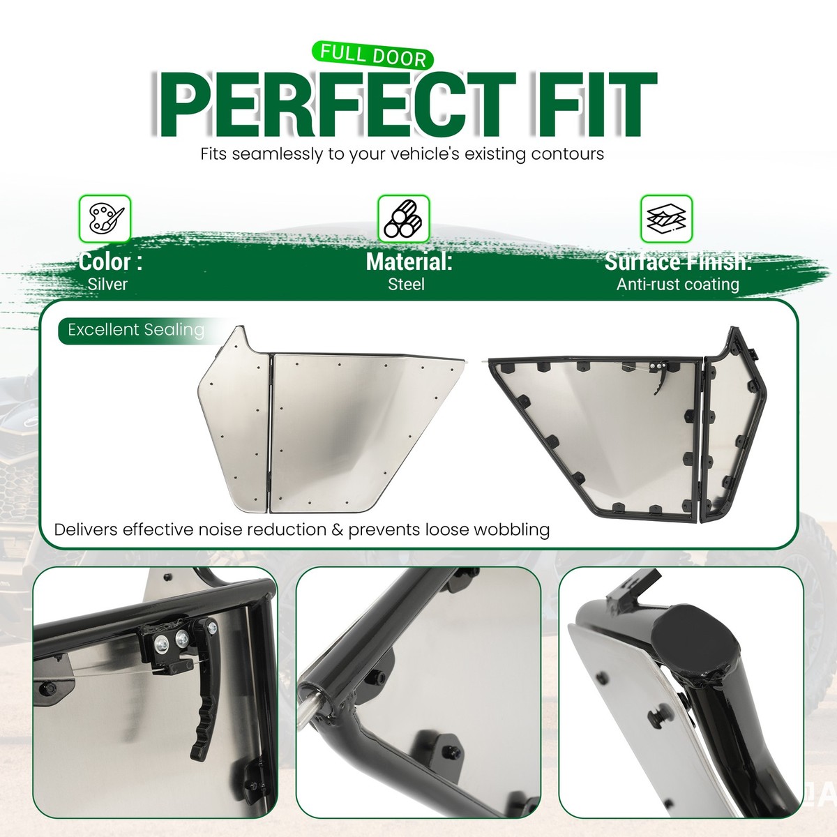 Left Right Powder Coated Steel Doors For Yamaha Rhino 450 660 700