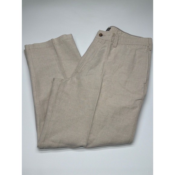 ST. JOHN'S BAY Mens Khaki Linen Blend Pleated Dress Pants Size 36W x 29L