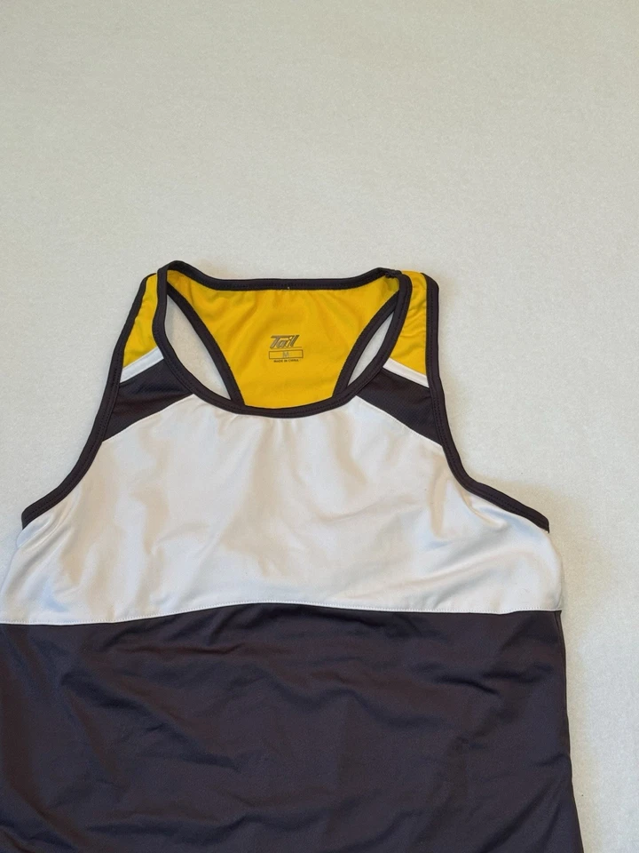 Camiseta deportiva de fitness TAIL para mujer talla M sin mangas blanca amarilla gris Foto 4 de 4