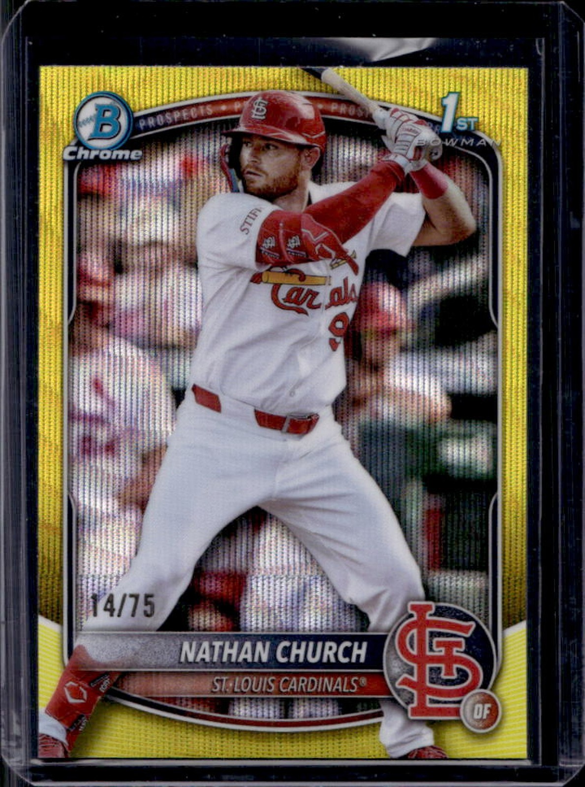 2025 Bowman Chrome Nathan Church Yellow Wave Refractor 1st #14/75
